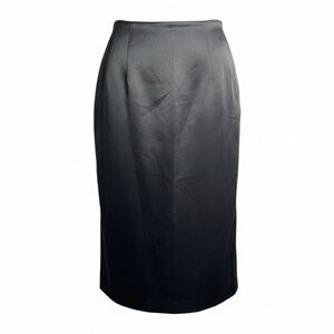 Vintage 90s Women’s Classic Black Pencil Midi Skirt Back Hem Buttons - Size M